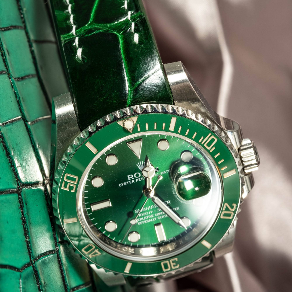 Alligator Leather Strap for Rolex Submariner Deployant Clasp