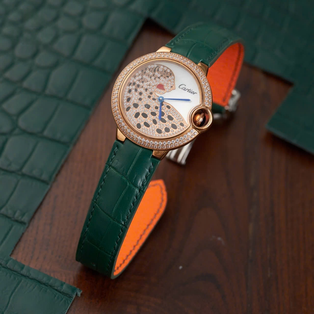 Cartier Ballon Bleu Alligator Watch Leather Strap – Push Button Clasp