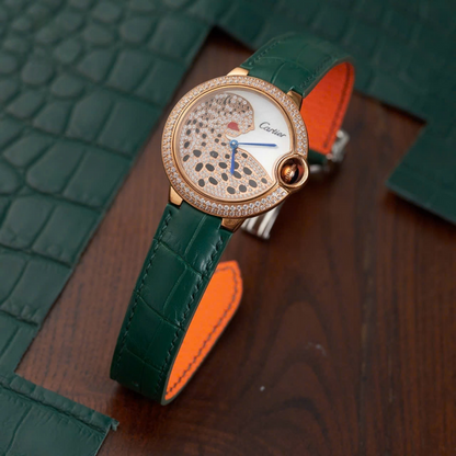 Cartier Ballon Bleu Alligator Watch Leather Strap – Push Button Clasp