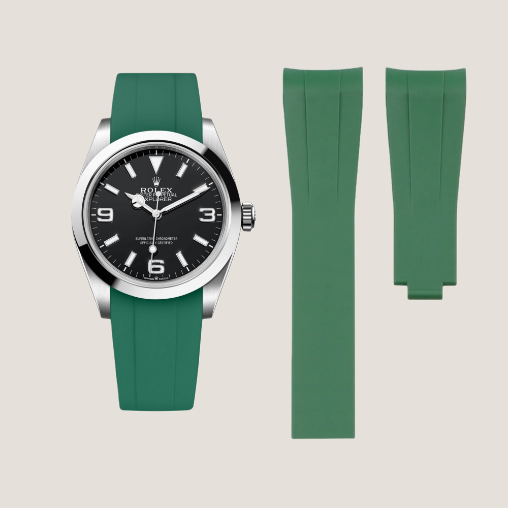 FKM Rubber Strap for Rolex Explorer I Deployant Clasp