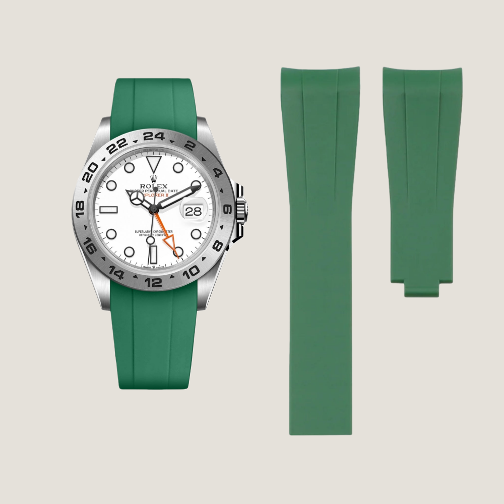 FKM Rubber Strap for Rolex Explorer II Deployant Clasp