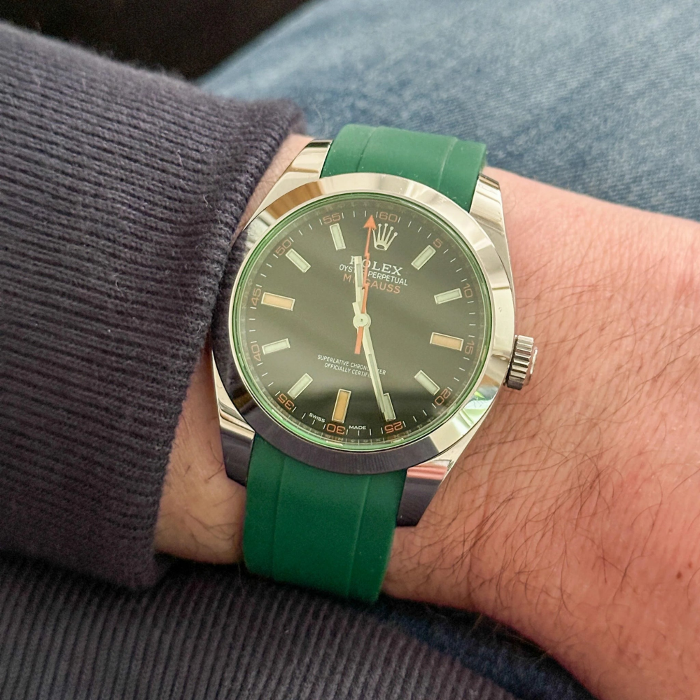 FKM Rubber Strap for Rolex Milgauss Pin Buckle