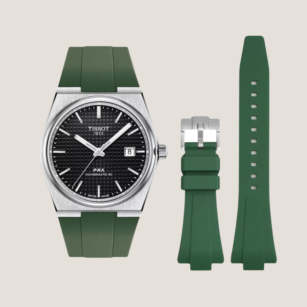 FKM Rubber Strap for Tissot PRX Pin Buckle