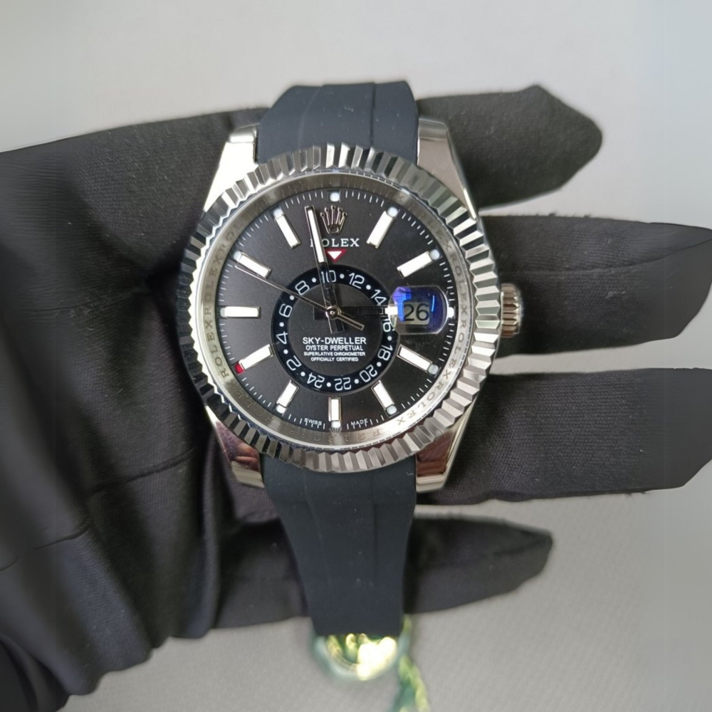 FKM Rubber Strap for Rolex Sky-Dweller Deployant Clasp