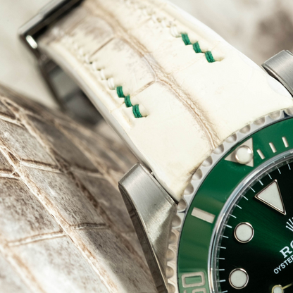 Alligator Leather Strap for Rolex Submariner Deployant Clasp