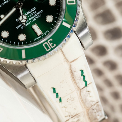 Alligator Leather Strap for Rolex Submariner Deployant Clasp
