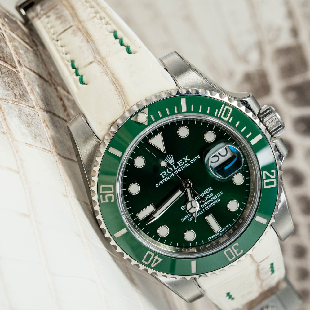 Alligator Leather Strap for Rolex Submariner Deployant Clasp