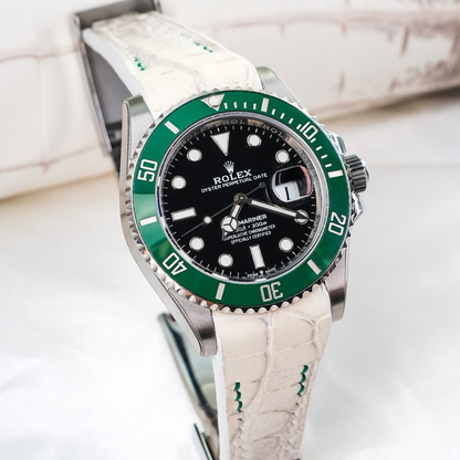 Alligator Leather Strap for Rolex Submariner Deployant Clasp