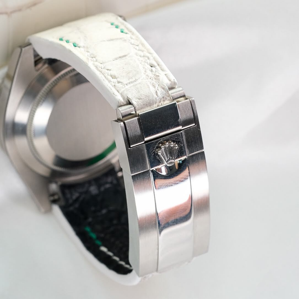 Alligator Leather Strap for Rolex Submariner Deployant Clasp