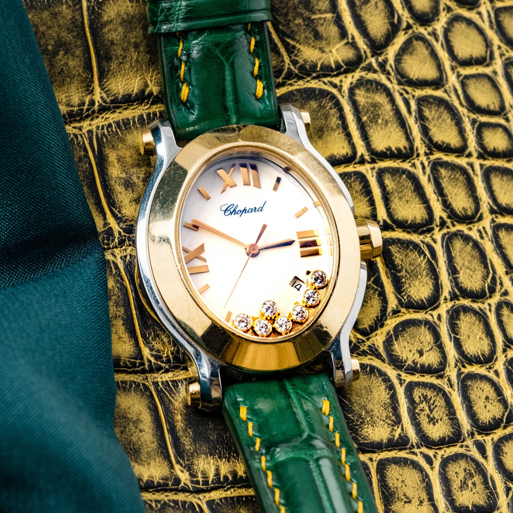 Alligator Leather Strap for Chopard Happy Sport Oval