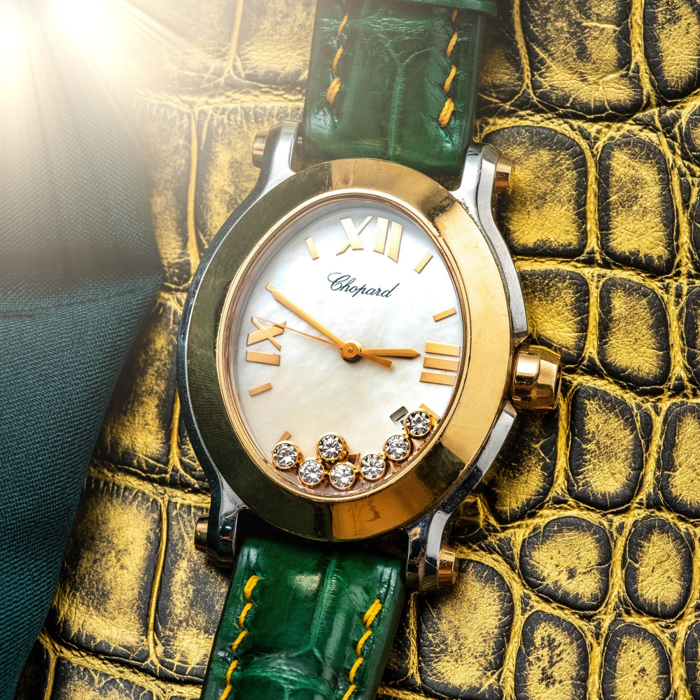 Alligator Leather Strap for Chopard Happy Sport Oval