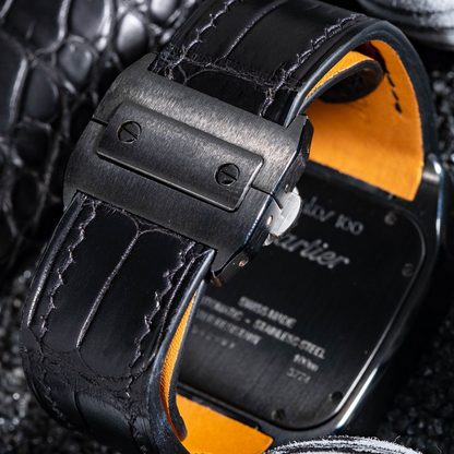 Alligator Leather Strap for Cartier Santos 100 Push Button Clasp