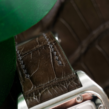Alligator Leather Strap for Cartier Santos 100 Push Button Clasp