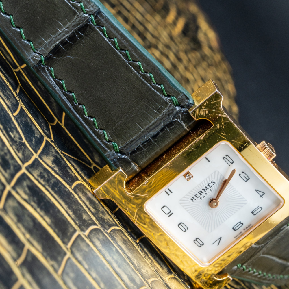 Alligator Leather Strap for Hermes Watch