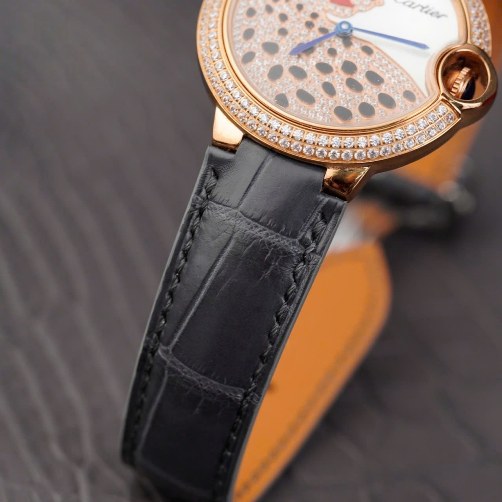 Cartier Ballon Bleu Alligator Watch Leather Strap – Push Button Clasp