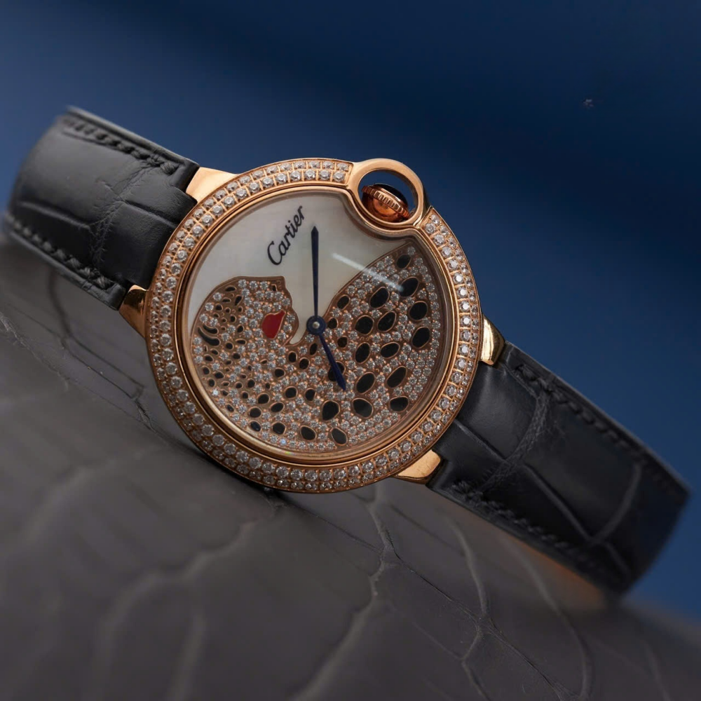 Cartier Ballon Bleu Alligator Watch Leather Strap – Push Button Clasp