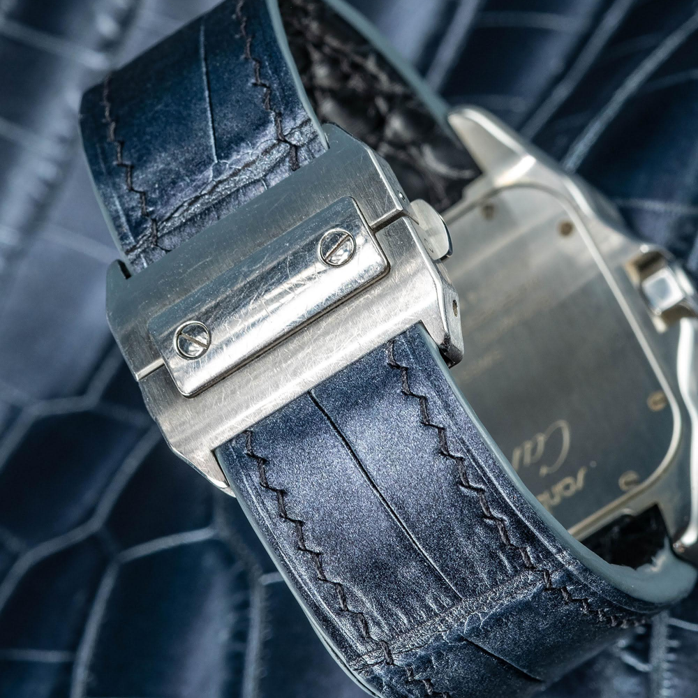 Alligator Leather Strap for Cartier Santos 100 Push Button Clasp