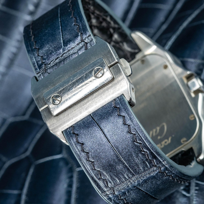 Alligator Leather Strap for Cartier Santos 100 Push Button Clasp