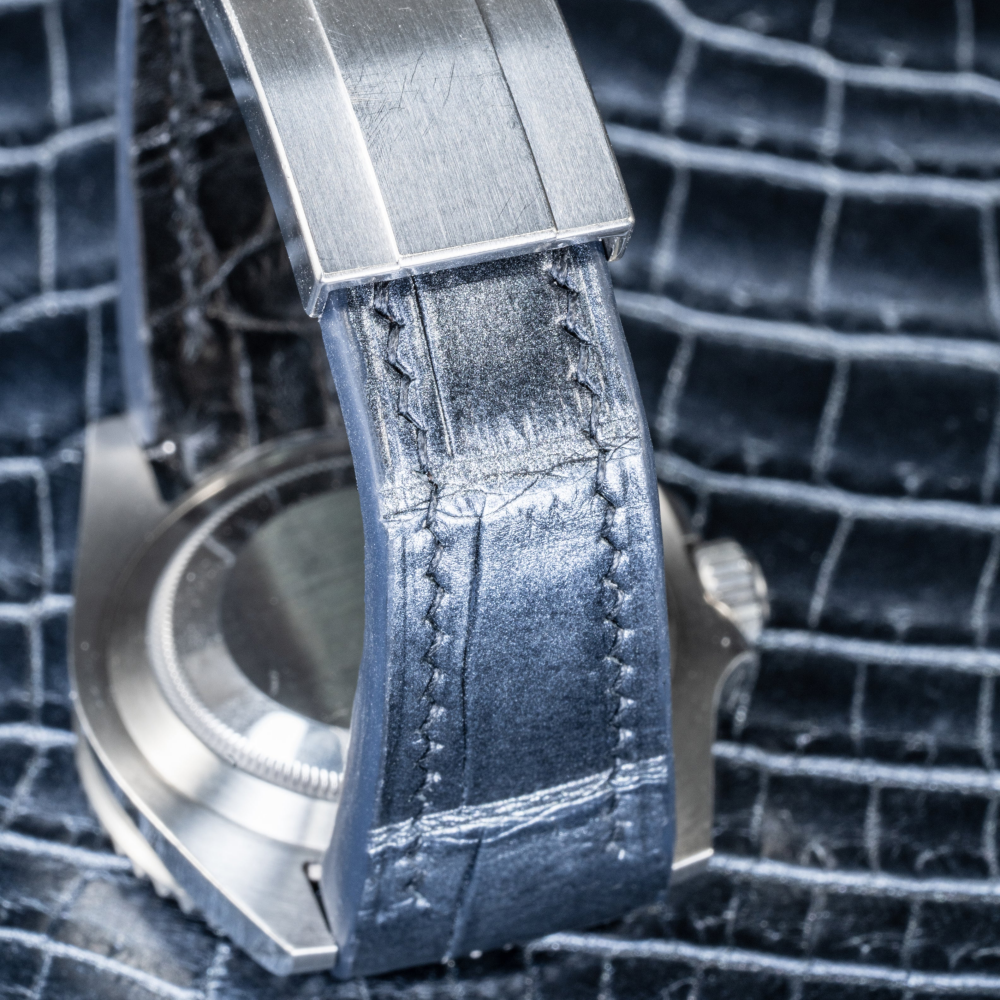 Alligator Leather Strap for Rolex Submariner Deployant Clasp