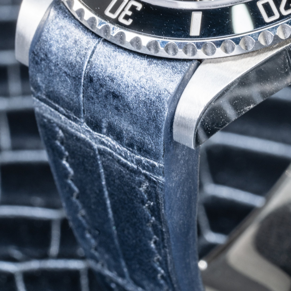 Alligator Leather Strap for Rolex Submariner Deployant Clasp