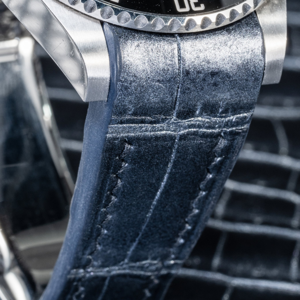 Alligator Leather Strap for Rolex Submariner Deployant Clasp