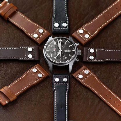 Riveted Nappa Leather Strap for IWC