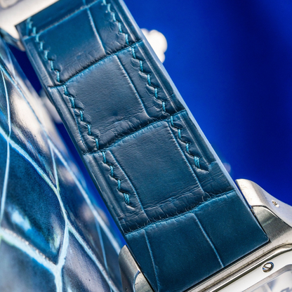 Alligator Leather Strap for Cartier Santos 100 Push Button Clasp