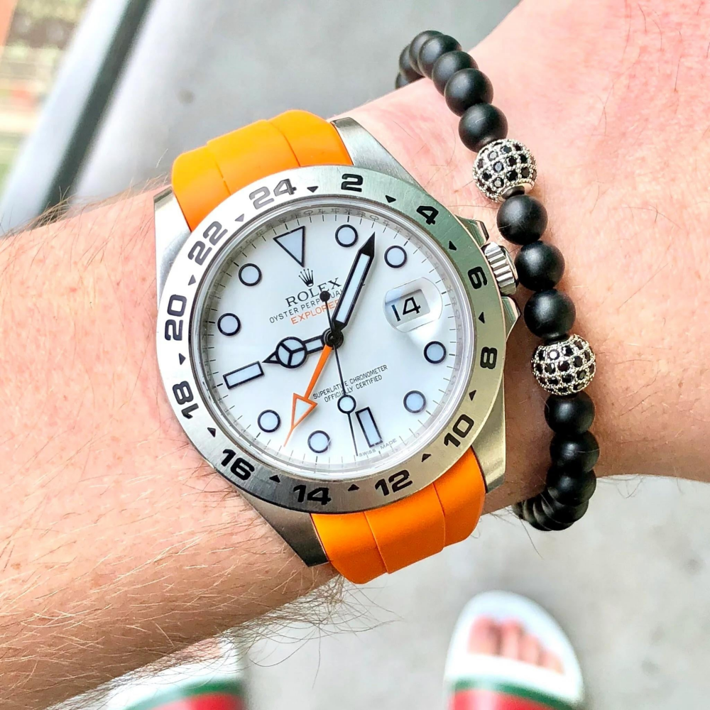 FKM Rubber Strap for Rolex Explorer II Deployant Clasp
