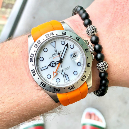 FKM Rubber Strap for Rolex Explorer II Deployant Clasp