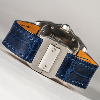Alligator Leather Strap for Cartier Santos 100 Push Button Clasp