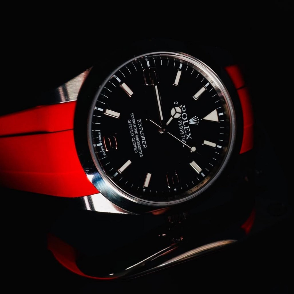 FKM Rubber Strap for Rolex Explorer I Deployant Clasp