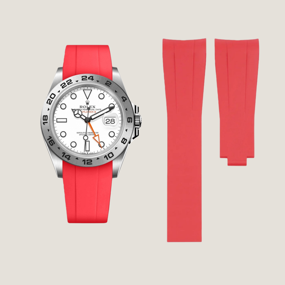FKM Rubber Strap for Rolex Explorer II Deployant Clasp