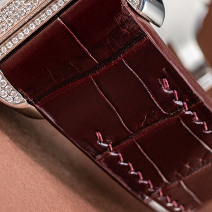 Alligator Leather Strap for Cartier Santos 100 Push Button Clasp