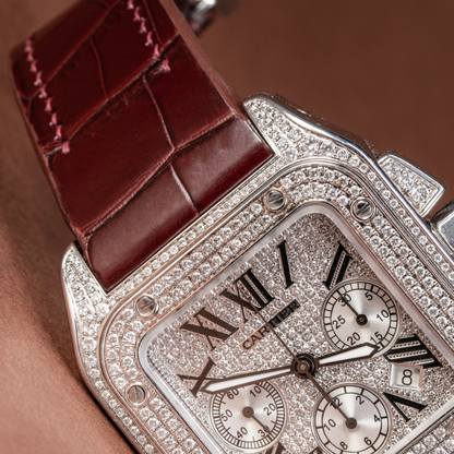 Alligator Leather Strap for Cartier Santos 100 Push Button Clasp