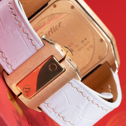 Alligator Leather Strap for Cartier Santos 100 Push Button Clasp