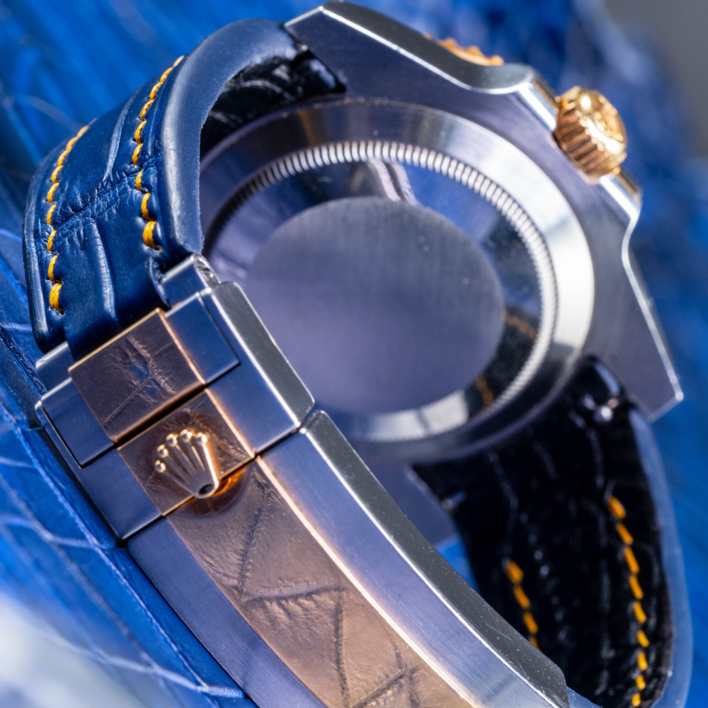 Alligator Leather Strap for Rolex Submariner Deployant Clasp