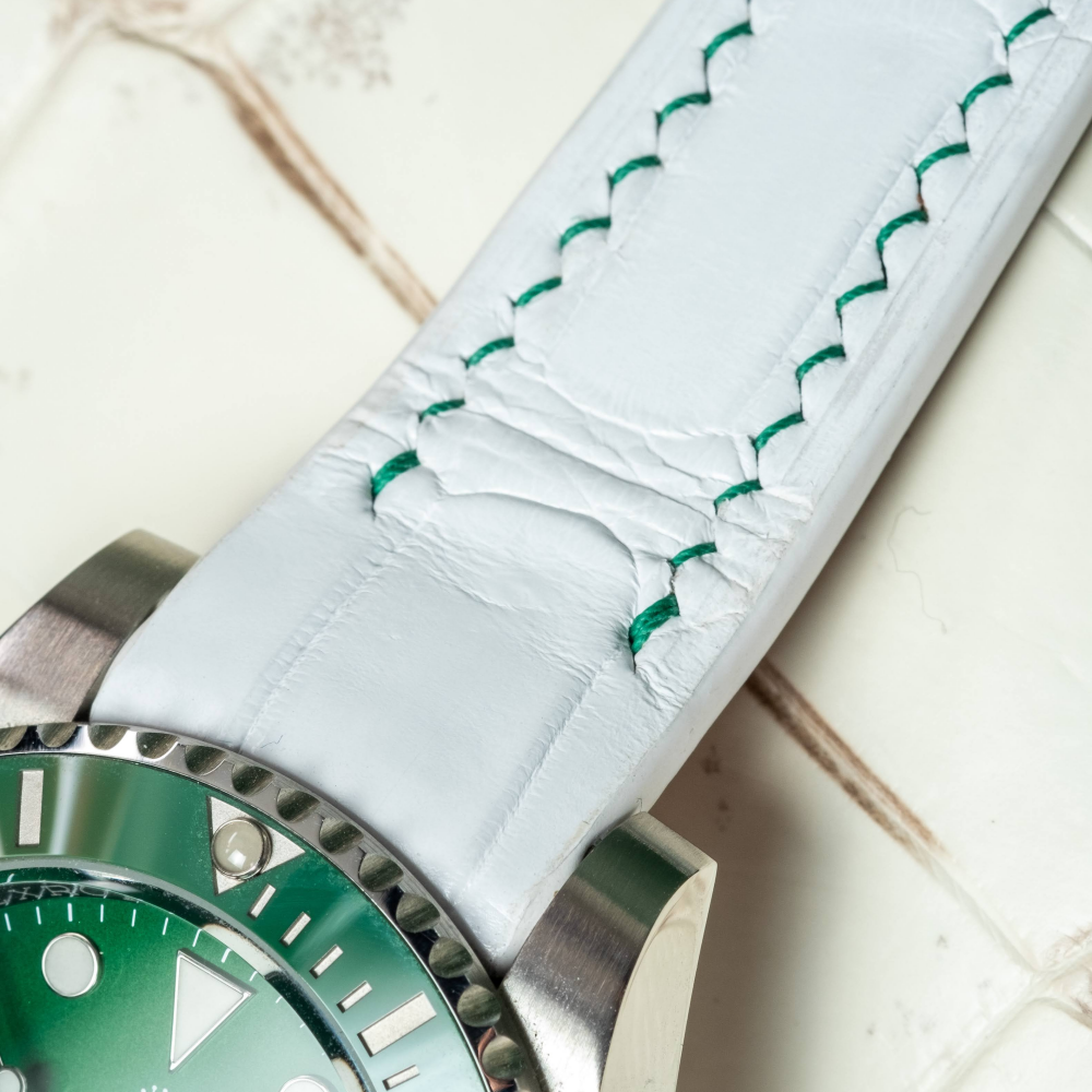 Alligator Leather Strap for Rolex Submariner Deployant Clasp