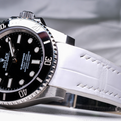 Alligator Leather Strap for Rolex Submariner Deployant Clasp