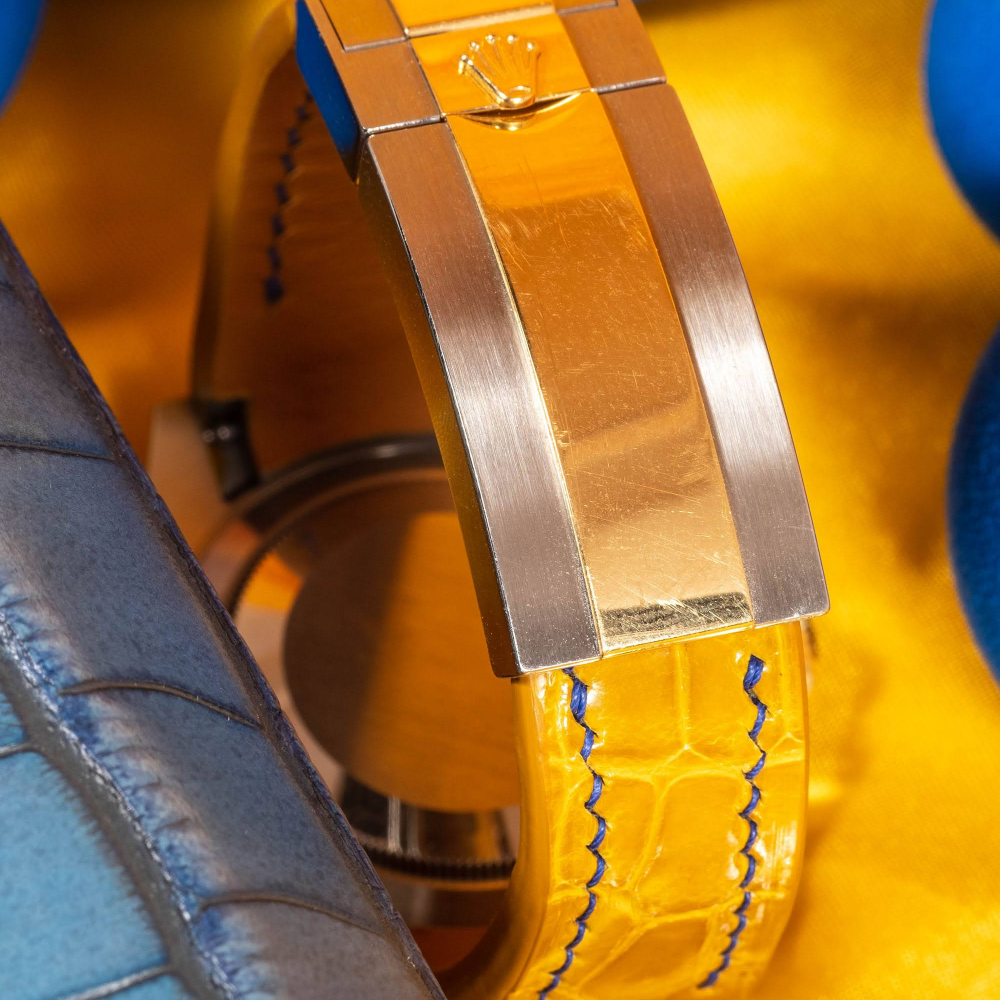 Alligator Leather Strap for Rolex Submariner Deployant Clasp